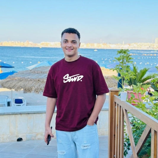 Maroon Graffiti Print Oversized T-shirt
